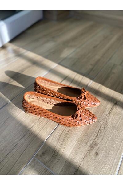 LA PASSION Hand Knitted Bow Leather Women's Ballerinas