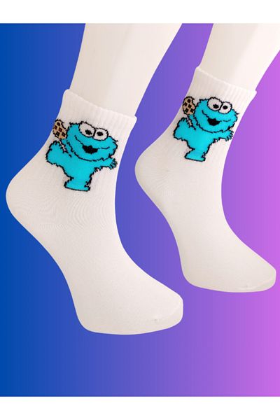 Shuttle Park Προσαρμοσμένες κάλτσες Unisex Cookie Monster Πολύχρωμες άνετες κάλτσες με διασκεδαστικό στυλ Λευκές κολεγιακές κάλτσες