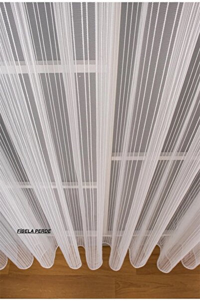 FİBELA PERDE ÇİZGİLİ MODERN DÜZ BEYAZ RENK TÜL PERDE, ÜTÜ İSTEMEZ KIRIŞMAZ,HE...