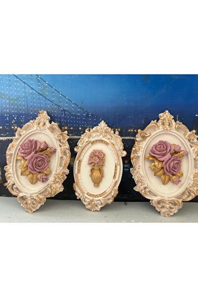 busraconcept Tablou trandafir 3 piese design lucrat manual