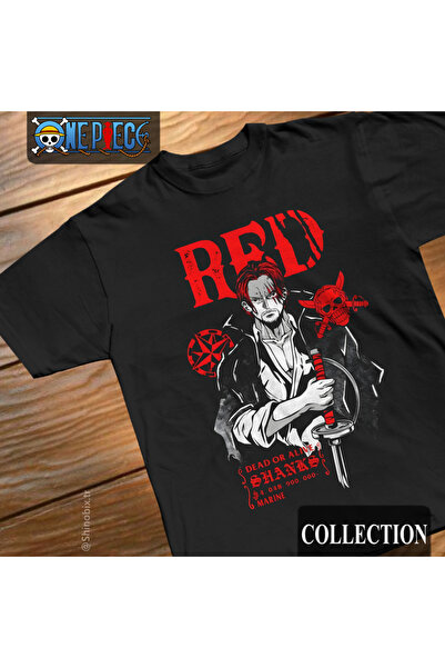 SHINOBIX تي شيرت شانكس أحمر كبير الحجم من قطعة واحدة