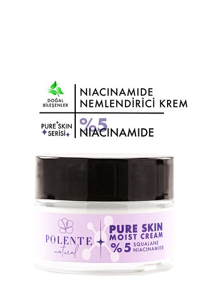Polente Natural Pure Skin Moist Cream - Moisturizing Cream Containing 5% Niacinamide (50 ml)
