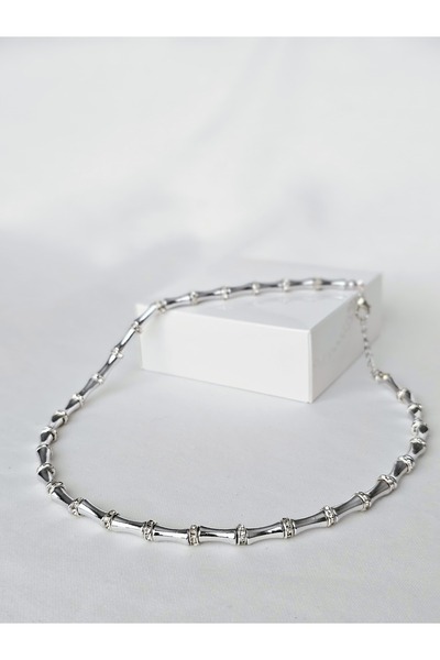 Roya Happiness Zirkon Taşlı Kemik Kolye Gümüş Renk Kolye Bijuteri Kadın Kolye...