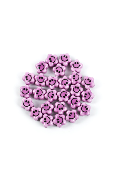 yfhobi 1 Adet - 11 mm Çiçek Gülenyüz Desenli Porselen Boncuk, Mor Renk Porsel...