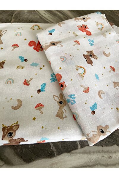 Yusra بطانية من قماش الفانيلا والموسلين بنمط السنجاب، مجموعة قماط