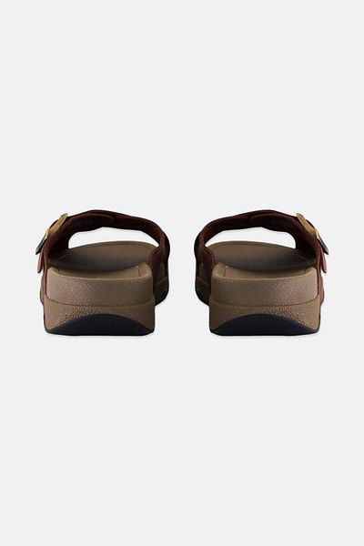 Fitflop Men Surfer Nubuck Cross Slip On Slide Sandals, Choco Brown