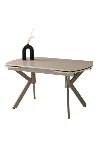 Viento Mobilya Still Cappicino Renk Highgloss Norte Ayak Yanlardan Açılır 130X80 Masa (Açılımış Ölçüsü 182X80)