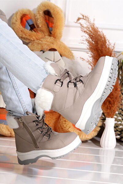 Vicco Filet Daily Children's Boots Gray Thermal Fur Inside Lace-Up Girls Shoes Shoes