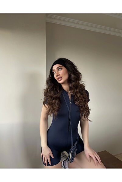 Genel Markalar Lacivert Fermuarlı Şort Tulum