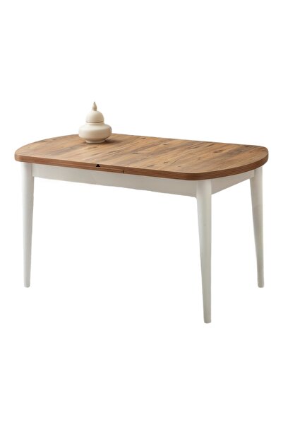 Viento Mobilya Kelebek Kaşıklıklı Diş Budak Desen Beyaz Ahşap Ayak Açılır 140...