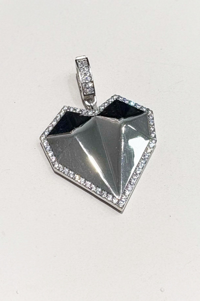 DM AKSESUAR 925 Ayar Gümüş Taşlı Kalp Model Ajda Bilezik Charmı Ve Kolye Ucu