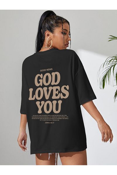 uyguntarz Μπλουζάκι Good Loves You Printed Unisex Oversize