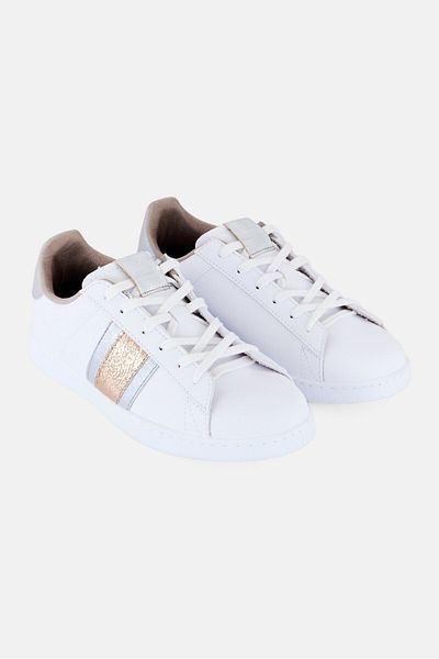 Victoria Women Metallic Lace Up Casual Shoes, White