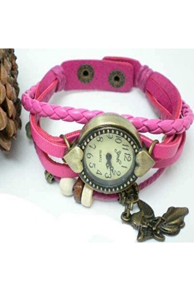 emresaat Vintage Pembe Deri Bileklik Kol Saati – Şıklığın Yeni Adı