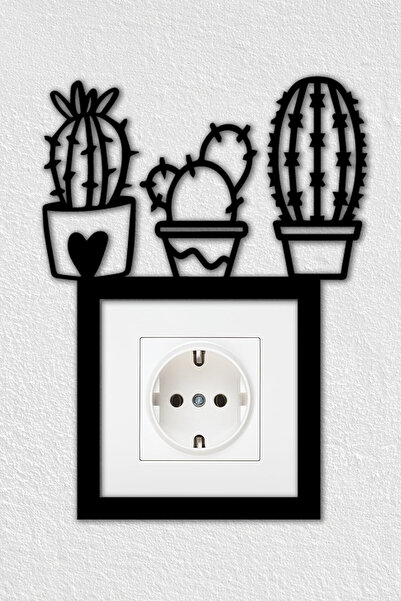 To Design Lab Kaktüs Temalı Dekoratif Duvar Priz Anahtar Çerçevesi Tablo 3'lü...