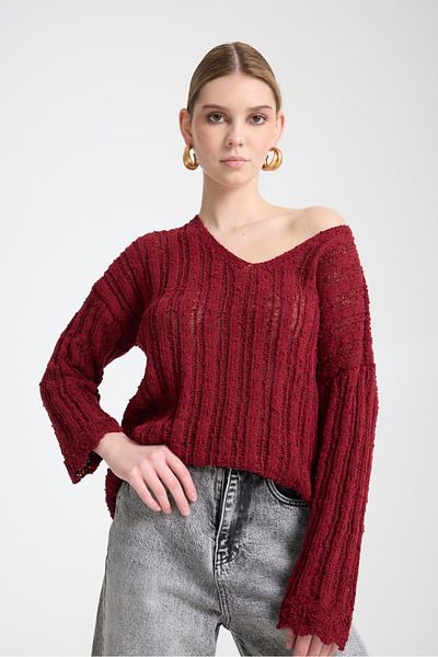 Su Moda Îmbrăcăminte pentru femei Bluză Îmbrăcăminte de primăvară Ajurata Decolteu în V Tricoturi din bumbac Pulover tricotat
