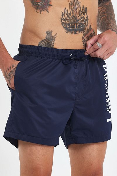 MADZEYMODA Ανδρικό σορτς μπλε ναυτικό με επένδυση Premium LS-95047
