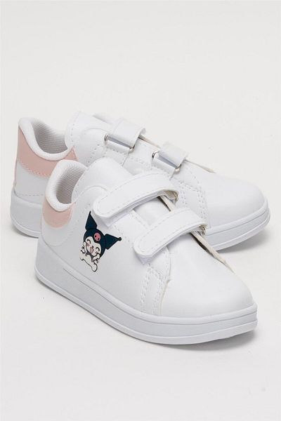Liger Children's Kuromi Printed Velcro Unisex Sports Shoes White - Powder