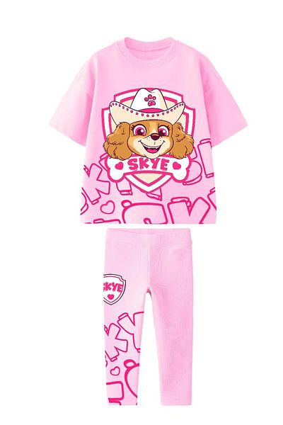 Daisy Dolly Girl's Cotton Non-Ribbed Leggings Printed Bottom Top Set