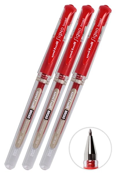 Artlantis Pix roșu pentru semnătură, 3 bucăți, Uniball Signo Broad, 1,0 mm, p...