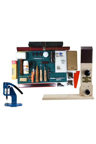 AiryFooT Leather Hobby Starter Set - Pro Special Set - 34 Piece Leather Hand Tool (Set with Vise)