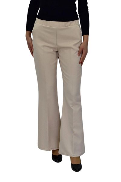 Nazal Women's Flared Leg Elastic Waist Fabric Trousers Bgl-St04321