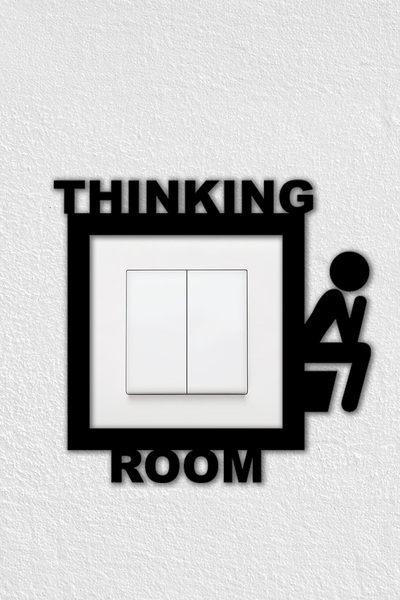 To Design Lab Thinking Room - Düşünme Odası WC Temalı Dekoratif Duvar Priz Anahtar Çerçevesi Tablo