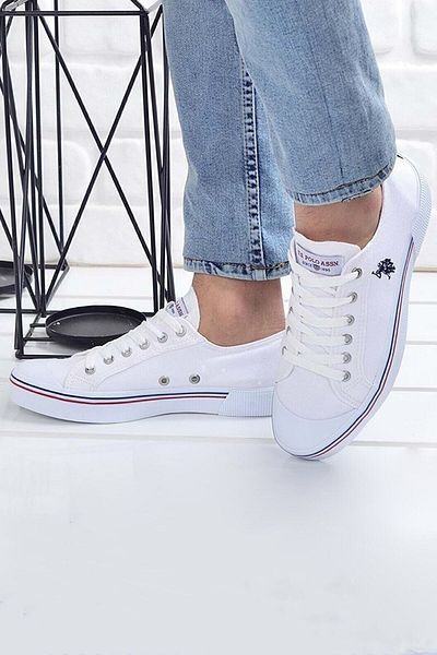U.S. Polo Assn. Πισίνα Λευκό Unisex Λινά Αθλητικά Παπούτσια Casual Sneaker