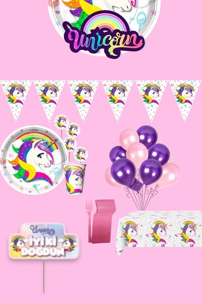Evabrite Set de consumabile pentru petrecerea de aniversare Unicorn pentru 24...
