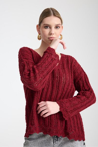 Su Moda Îmbrăcăminte pentru femei Bluză Îmbrăcăminte de primăvară Ajurata Decolteu în V Tricoturi din bumbac Pulover tricotat