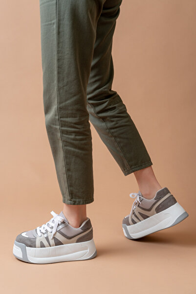 SEEM & BE Dora Yüksek Tabanlı Kadın Gri Sneaker - Spor Ayakkabı