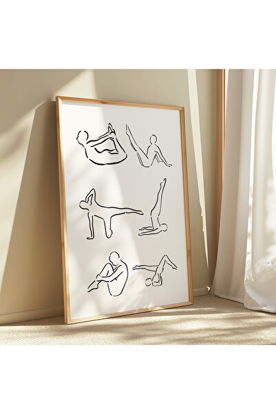 DES VU PRINT Pilates Yoga Pozları, Pilates Spor Yoga Temalı Çerçevesiz Poster