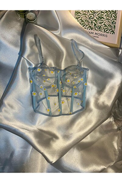 beyzdress Papatya Desenli Crop Büstiyer