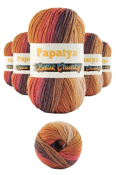 Papatya 5 Pieces Tie-Dye Chunky Knitting Yarn Wool - Suitable for All Clothes - 111