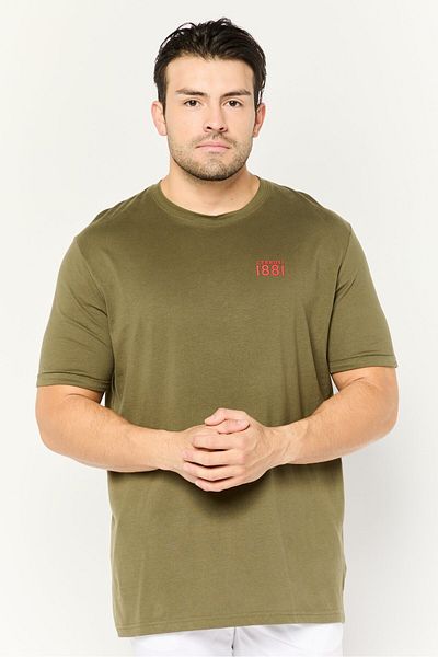 Cerruti 1881 Men Crew Neck Short Sleeve Brand Logo T Shirt, Olive