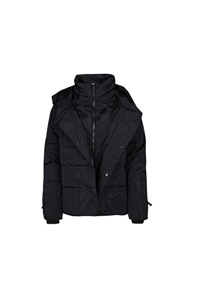 lumberjack W-sn71 Karina Short Coat Waterproof Mont Siyah Kadın Mont - Spor Mont