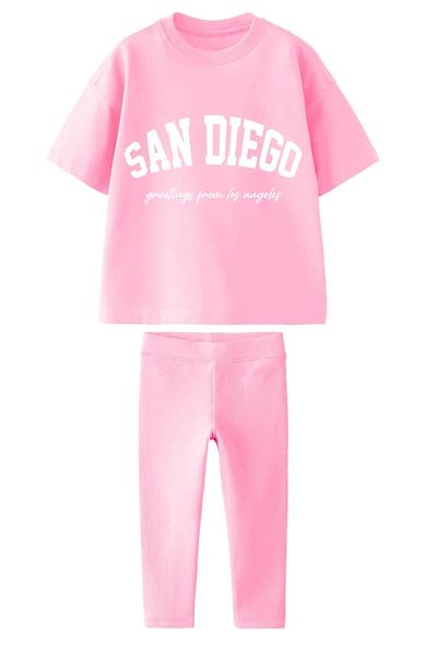Daisy Dolly Girl's Cotton Non-Ribbed Leggings Printed Bottom Top Set
