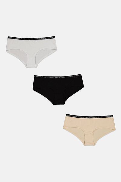 Bebe Women 3 Pack Brand Logo Soft Briefs, White