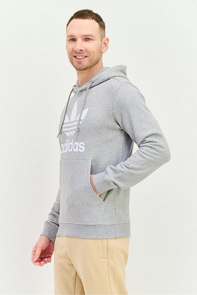 adidas Men Sportswear Fit Brand Logo Long Sleeves Outdoor Sweatshirt, Grey