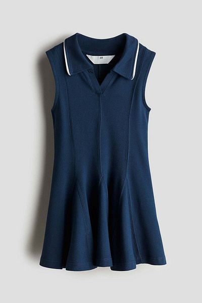 H&M Godet-pleated piqué polo dress