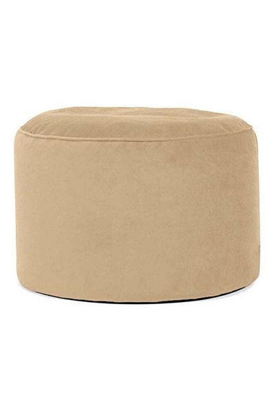 soufa dibaj Velvet Round Bean Bag Pouffe - Beige - 55x55x35 cm