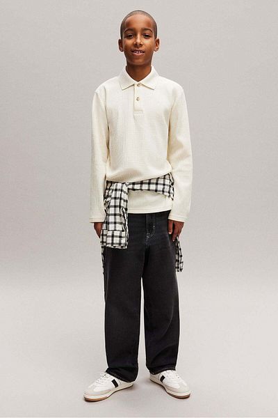 H&M Waffled Jersey Polo Shirt