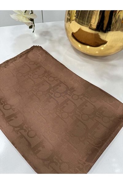 VaVscarfs D Pattern Cotton Silky Jacquard Shawl Chocolate Brown