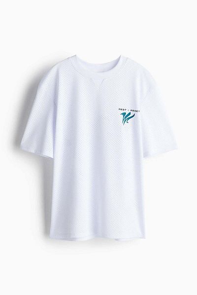 H&M Printed Mesh Sports Top In Drymove™