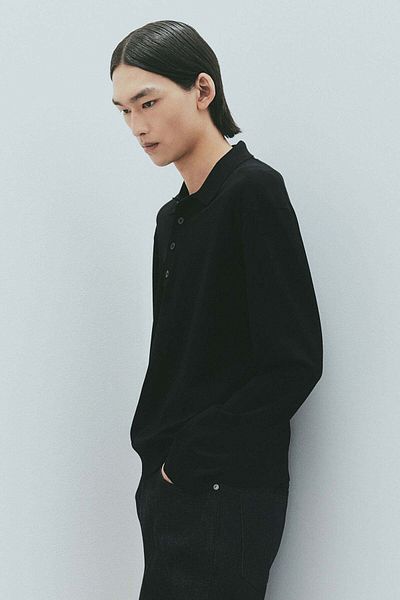 H&M Regular Fit Fine-knit Polo Shirt