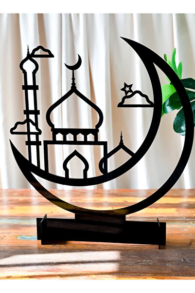 LOWHA حامل ديكور اكريليك على شكل هلال رمضان ومسجد