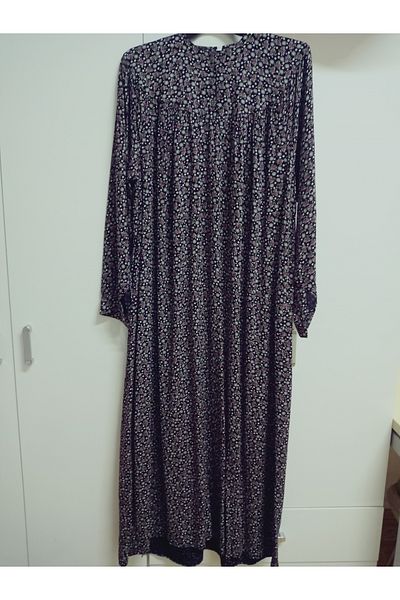 hoaryage Robadan Rochie de mamă cu mânecă lungă, 100% viscoză, cu flori de presiune, rochie de rugăciune