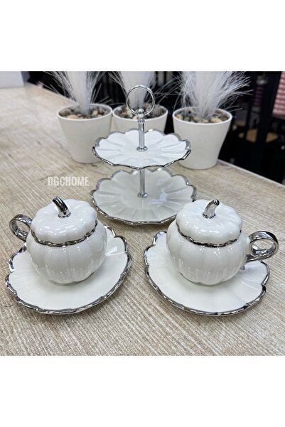 DGCHOME 2 Kişilik Balkabağı İkramlı Türk Kahvesi Fincanı