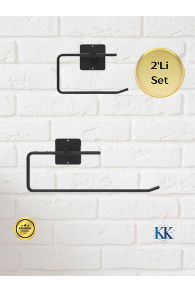KENAN KAYA 2'li Set Yapışkanlı Solo Havluluk / Açık Tuvalet Kağıtlığı Banyo Düzenleyici Seti