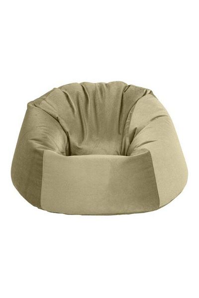 soufa dibaj Chair | Round Bean Bag Velvet - Dark Ivory - Meduim